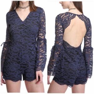 Anthropologie RAHI CALI ☆ Lace Romance Romper Shorts Boho Bell Sleeve ☆ NWT $128